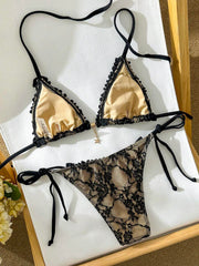 Ženski bikini set od žakard tkanine, sa halter dekolteom