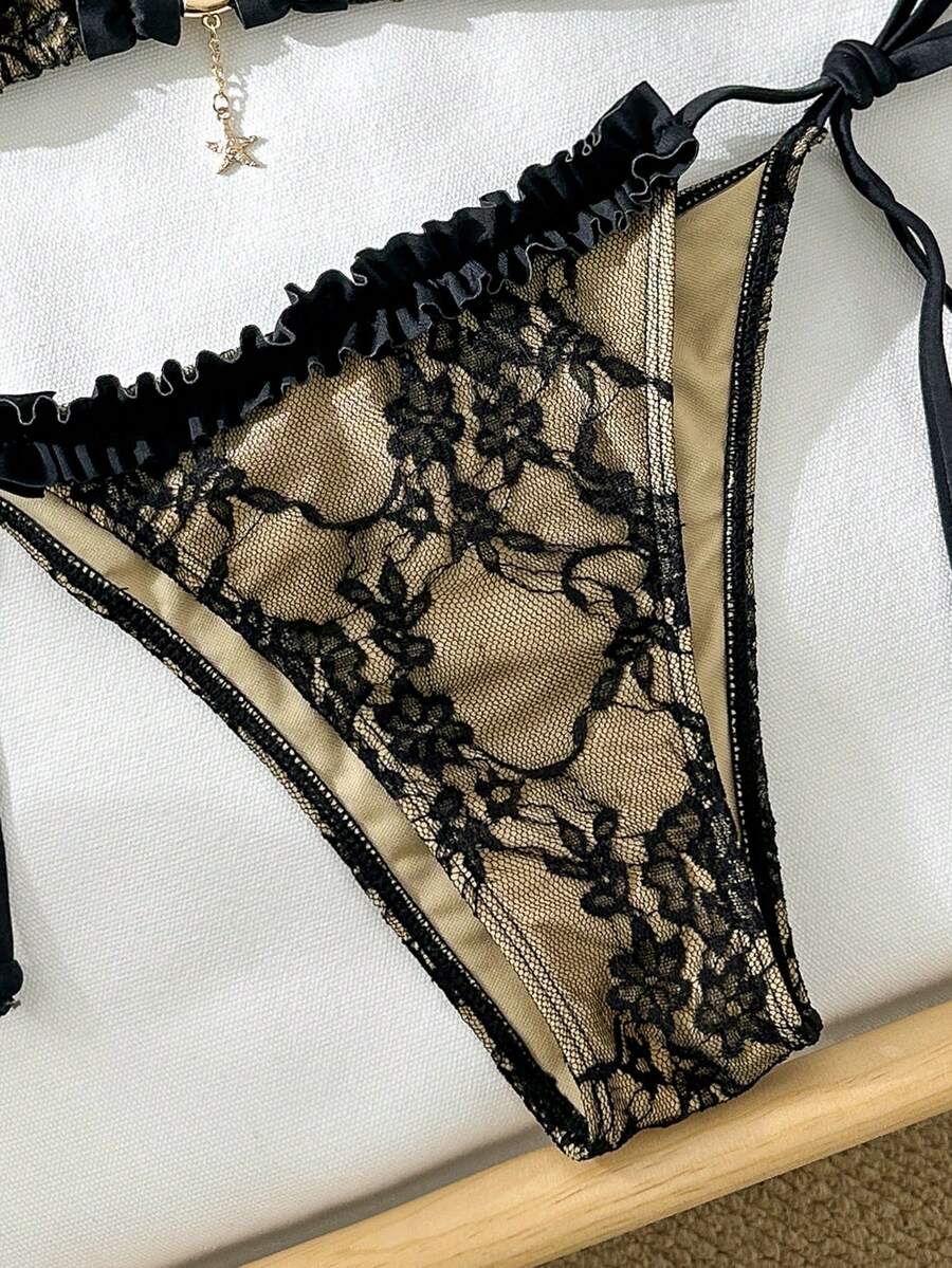 Ženski bikini set od žakard tkanine, sa halter dekolteom
