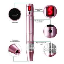Skincare Tool Wireless Microneedle Roller Pen Digital Display Beauty Device With 10pcs Replaceable Needle Heads