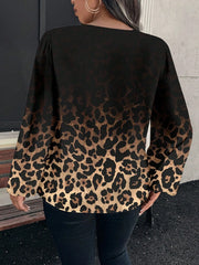 Ženska bluza plus size, elegantna, sa ombre leopard printom, puni dezen
