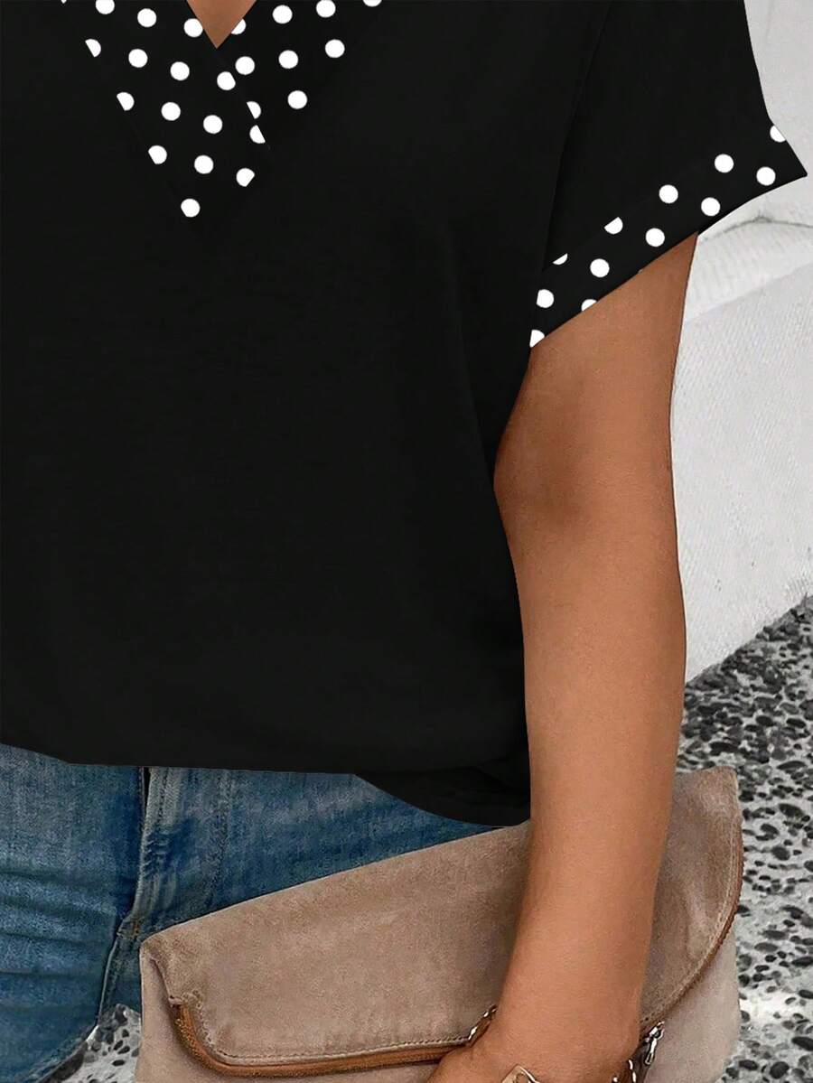 Ležerna majica kratkih rukava sa leopard printom i patchwork dizajnom, plus size