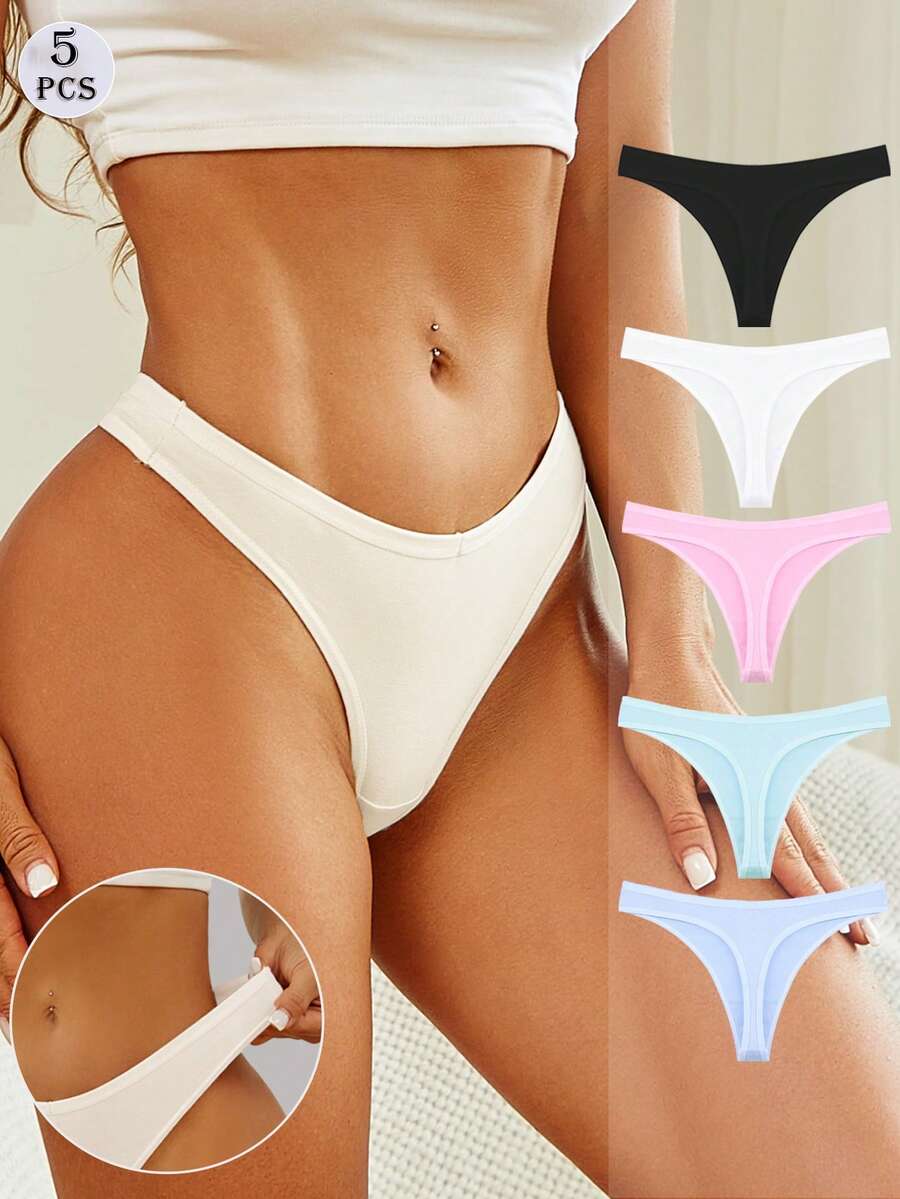 5 kom/pakovanje ženske jednobojne udobne ležerne seksi gaćice