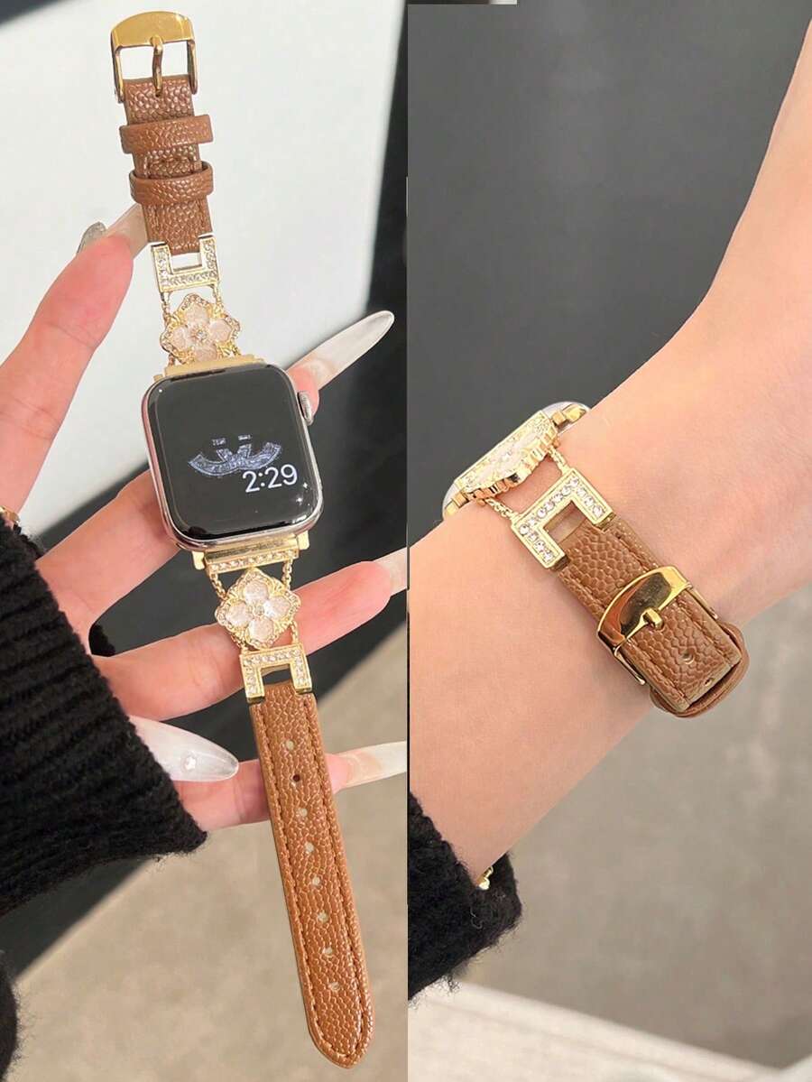ženski zlatni sjajni kaiš za pametni sat sa  dijamantskim detaljima,  pogodan za Apple Watch 38/40/41/42/44/45/46/49mm