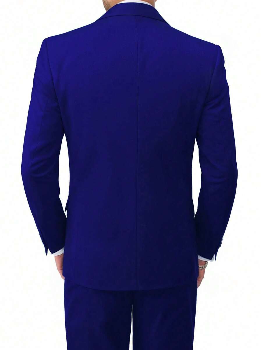 Muški poslovni komplet od 3 dela, uključuje sako, prsluk i pantalone, jednobojni, slim fit