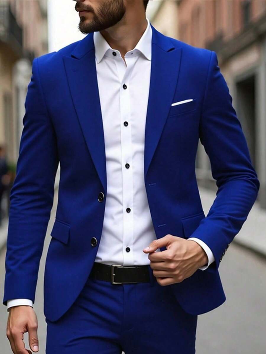 Muški poslovni komplet od 3 dela, uključuje sako, prsluk i pantalone, jednobojni, slim fit
