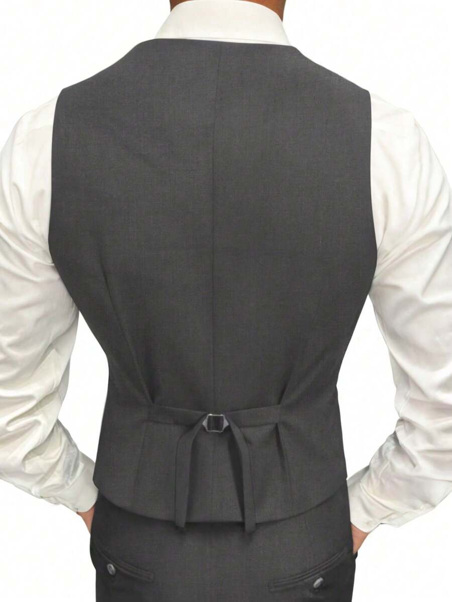 Muški poslovni komplet od 3 dela, uključuje sako, prsluk i pantalone, jednobojni, slim fit