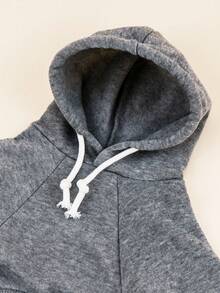 LUCKIE LABO 1pc Fleece Slogan Print Gray Hoodie, Suitable For Chihuahua Winter Warm Dog Clothes, Applicable For Cats And Dogs Indoor And Outdoor