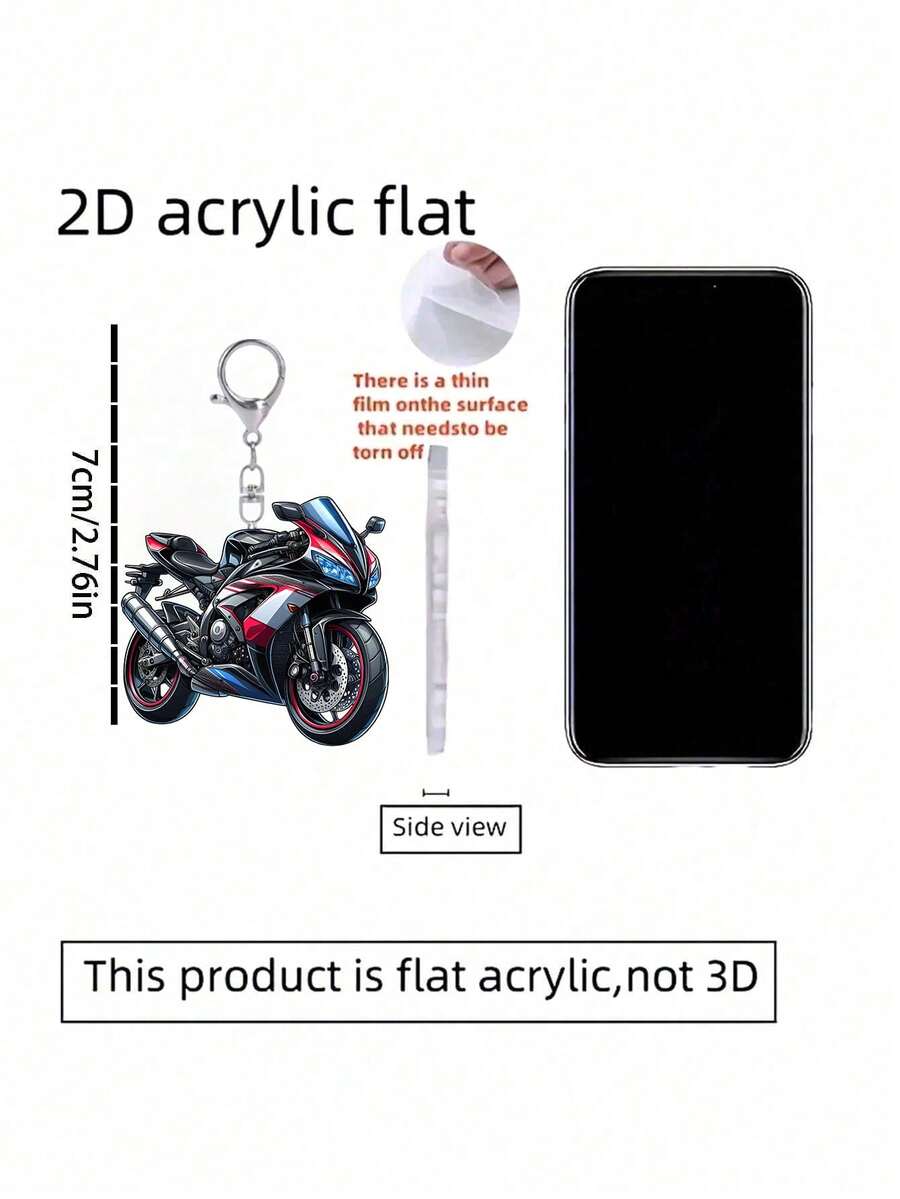 2D ravni crni akrilni privesak za motocikl