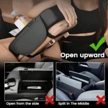 1pc Universal Faux Leather Car Armrest Pad With Tissue Box, Cup Holder And Storage Pouch