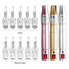 Skincare Tool Wireless Microneedle Roller Pen Digital Display Beauty Device With 10pcs Replaceable Needle Heads