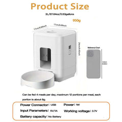 Automatska hranilica za kućne ljubimce 2L/67.64oz, pametna hranilica za mačke i pse sa tajmerom, 2.4G WiFi