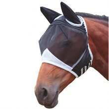 1pc New Breathable Fly Mask, Anti-Mosquito Anti-Fly Horse Face Mask, Horse Riding Accessories, Protects Eyes And Ears