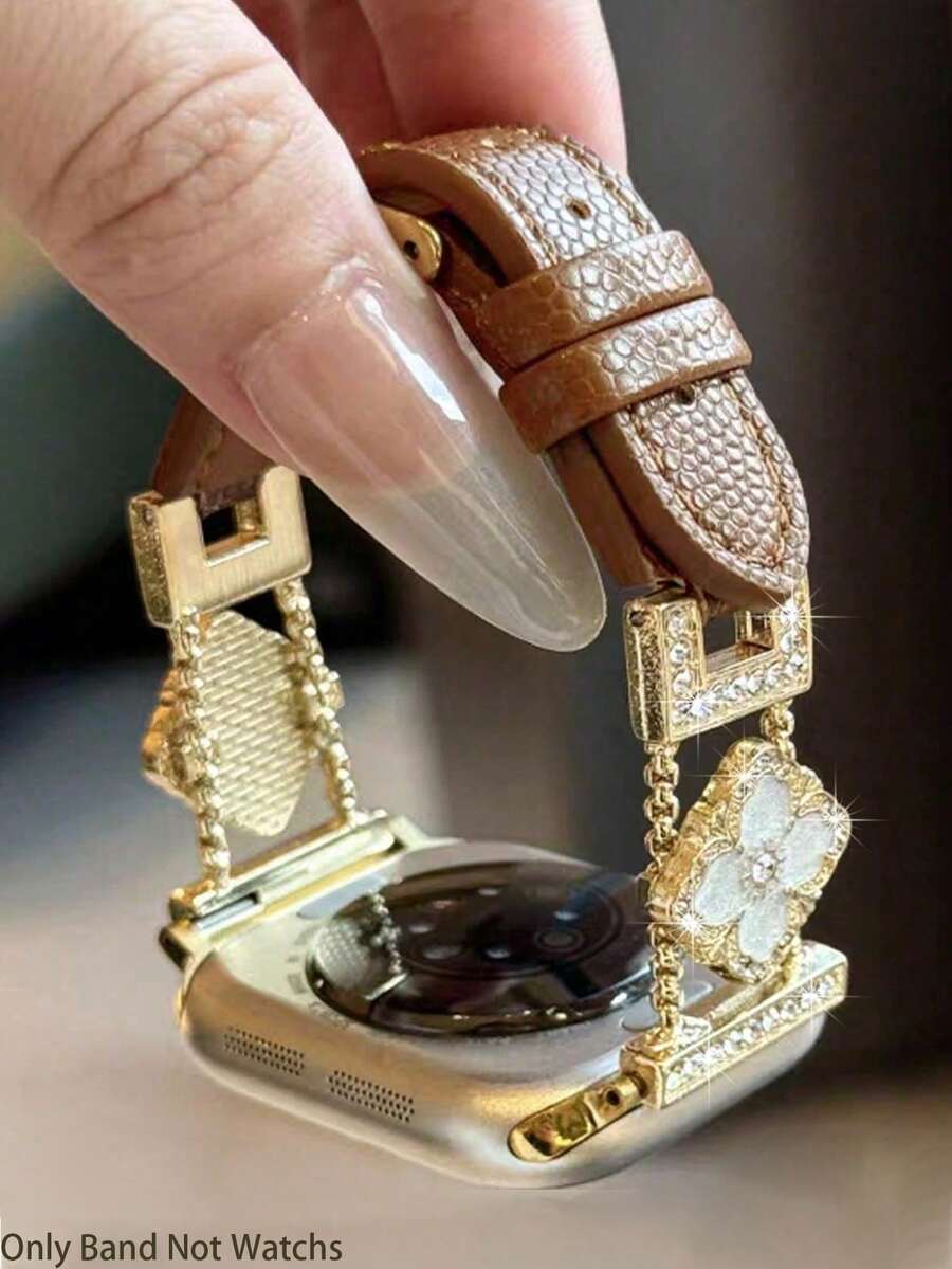 ženski zlatni sjajni kaiš za pametni sat sa  dijamantskim detaljima,  pogodan za Apple Watch 38/40/41/42/44/45/46/49mm