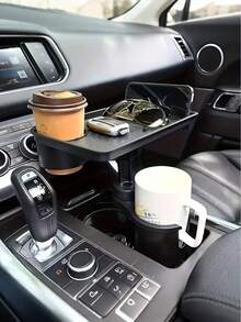 Adjustable Car Cup Holder With 360° Rotating Tray - ABS Plastic Beverage And Food Stand, Extendable Tabletop Drink Holder, Suitable For SUV, Truck - Heavy Duty Vehicle Interior Accessory, Holds Hot/Cold Drinks And Snacks, Compatible