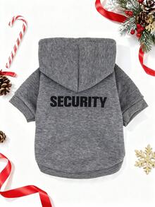 LUCKIE LABO 1pc Fleece Slogan Print Gray Hoodie, Suitable For Chihuahua Winter Warm Dog Clothes, Applicable For Cats And Dogs Indoor And Outdoor