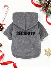 LUCKIE LABO 1pc Fleece Slogan Print Gray Hoodie, Suitable For Chihuahua Winter Warm Dog Clothes, Applicable For Cats And Dogs Indoor And Outdoor