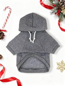 LUCKIE LABO 1pc Fleece Slogan Print Gray Hoodie, Suitable For Chihuahua Winter Warm Dog Clothes, Applicable For Cats And Dogs Indoor And Outdoor