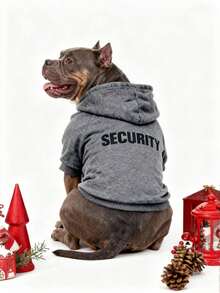 LUCKIE LABO 1pc Fleece Slogan Print Gray Hoodie, Suitable For Chihuahua Winter Warm Dog Clothes, Applicable For Cats And Dogs Indoor And Outdoor