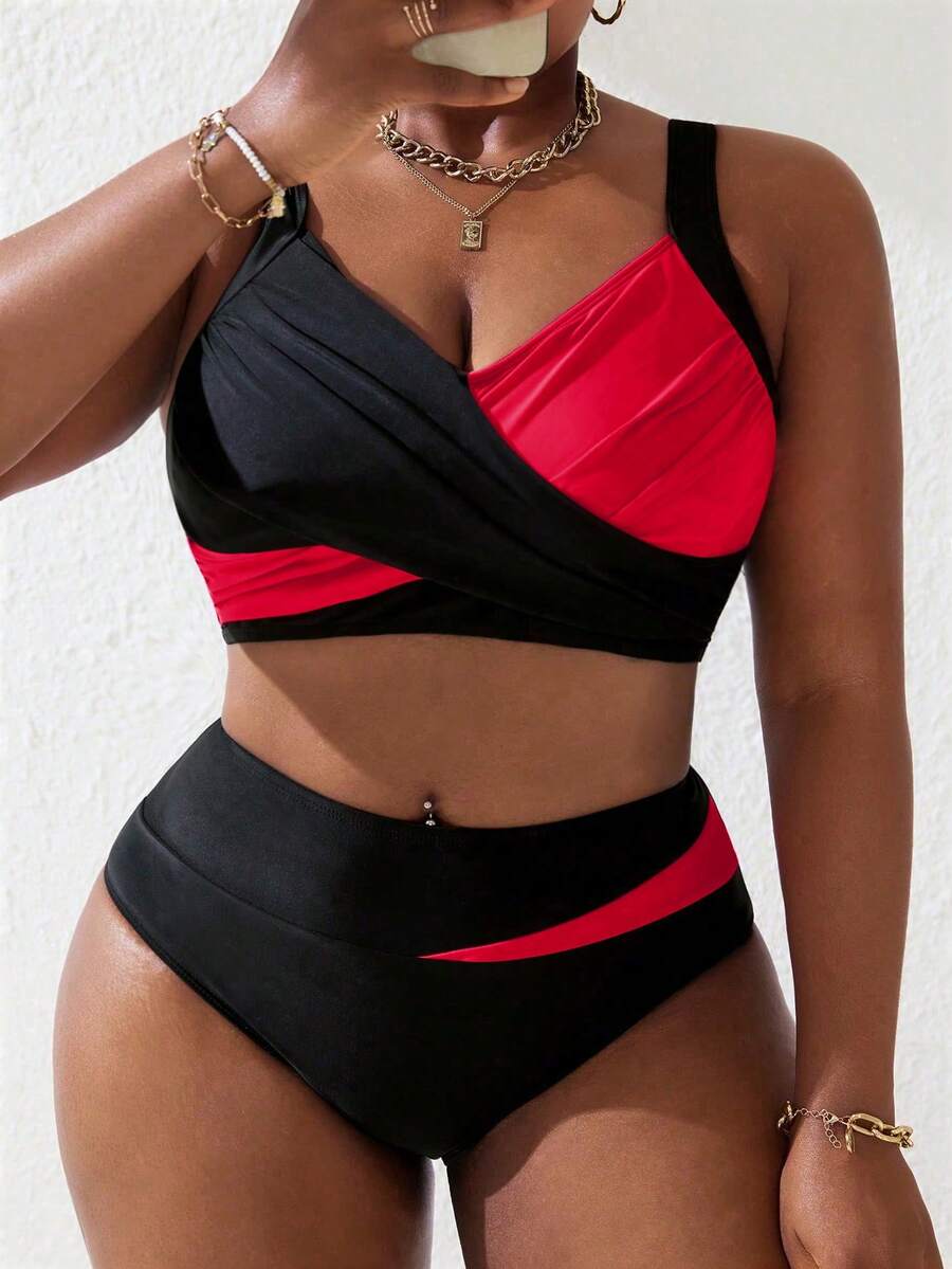 Ženski tankini set za plivanje plus size, 2 dela