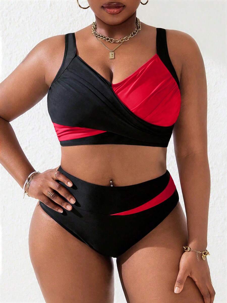 Ženski tankini set za plivanje plus size, 2 dela