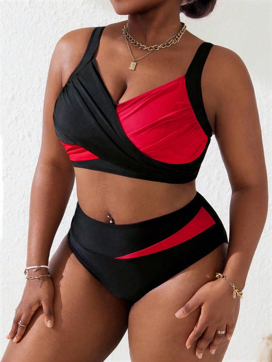 Ženski tankini set za plivanje plus size, 2 dela