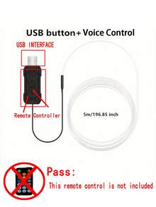196 Inch Car Interior LED Light Strip USB Powered RGB Ambient Light Set, With APP Control Fiber Optic And Music Sync Rhythm, Suitable For Car Doors, Console And Dashboard (Remote Control Not Included)