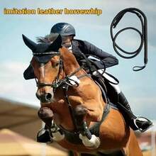 1pc Western Farm Adult Western Cowboy Whip - Leather Black Bull Whip