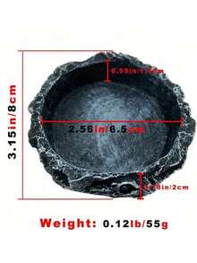Rock-Like Reptile Feeding Bowls - Easy Clean Water & Food Dish For Bearded Dragons, Lizards, Frogs, Geckos, Tortoises, Hermit Crabs