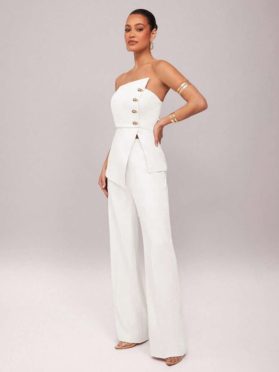 Set  Ženski Asimetrični Bandeau Top i Pantalone