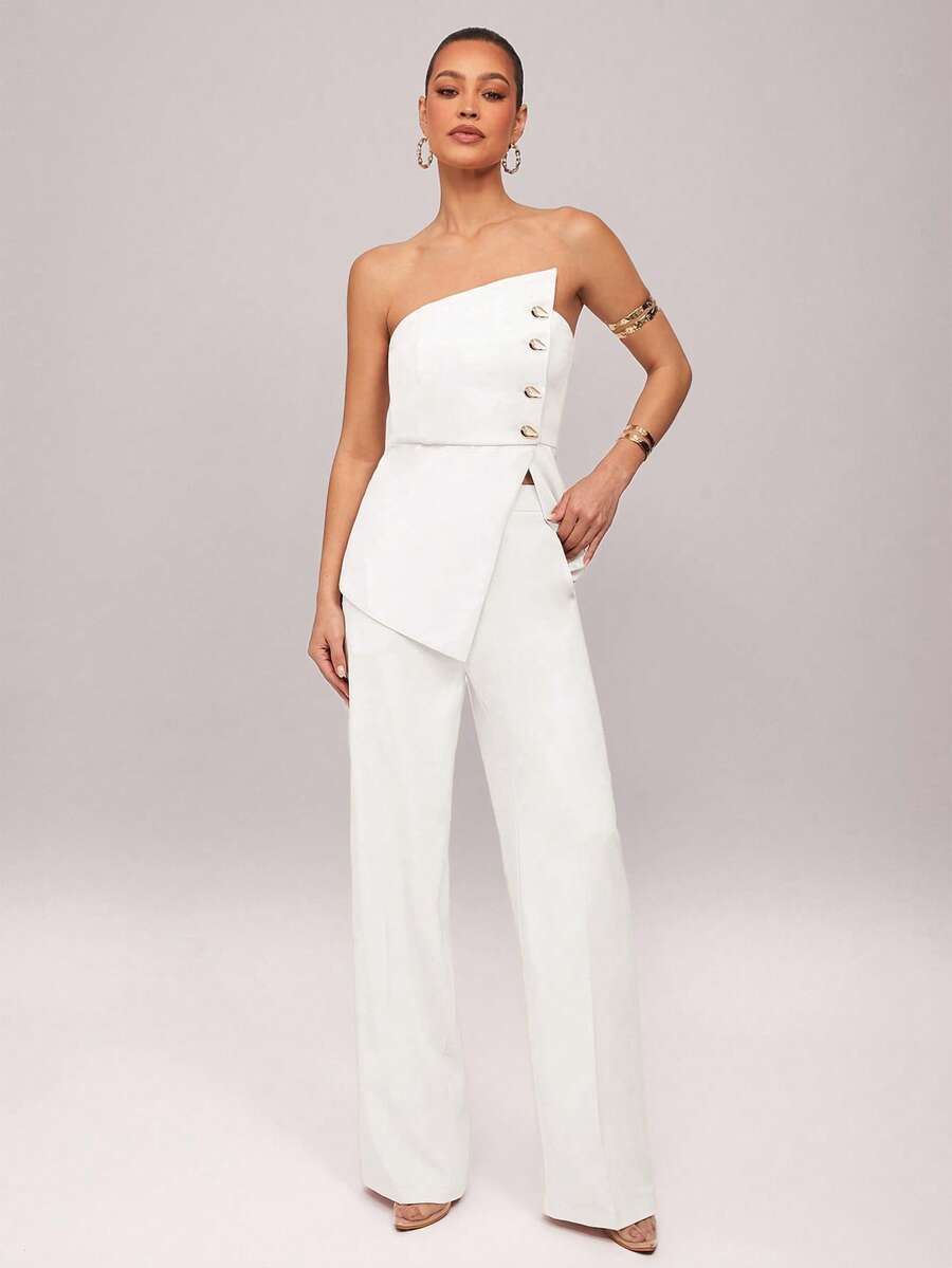 Set  Ženski Asimetrični Bandeau Top i Pantalone