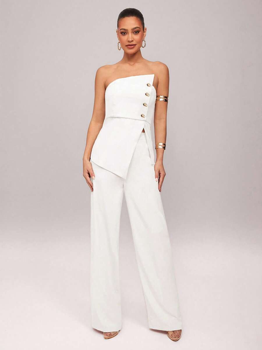 Set  Ženski Asimetrični Bandeau Top i Pantalone