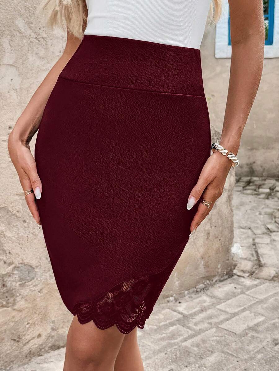 Clasi Ženska Moderna Visokokvalitetna Elegantna Čipkana Suknja do Kolena