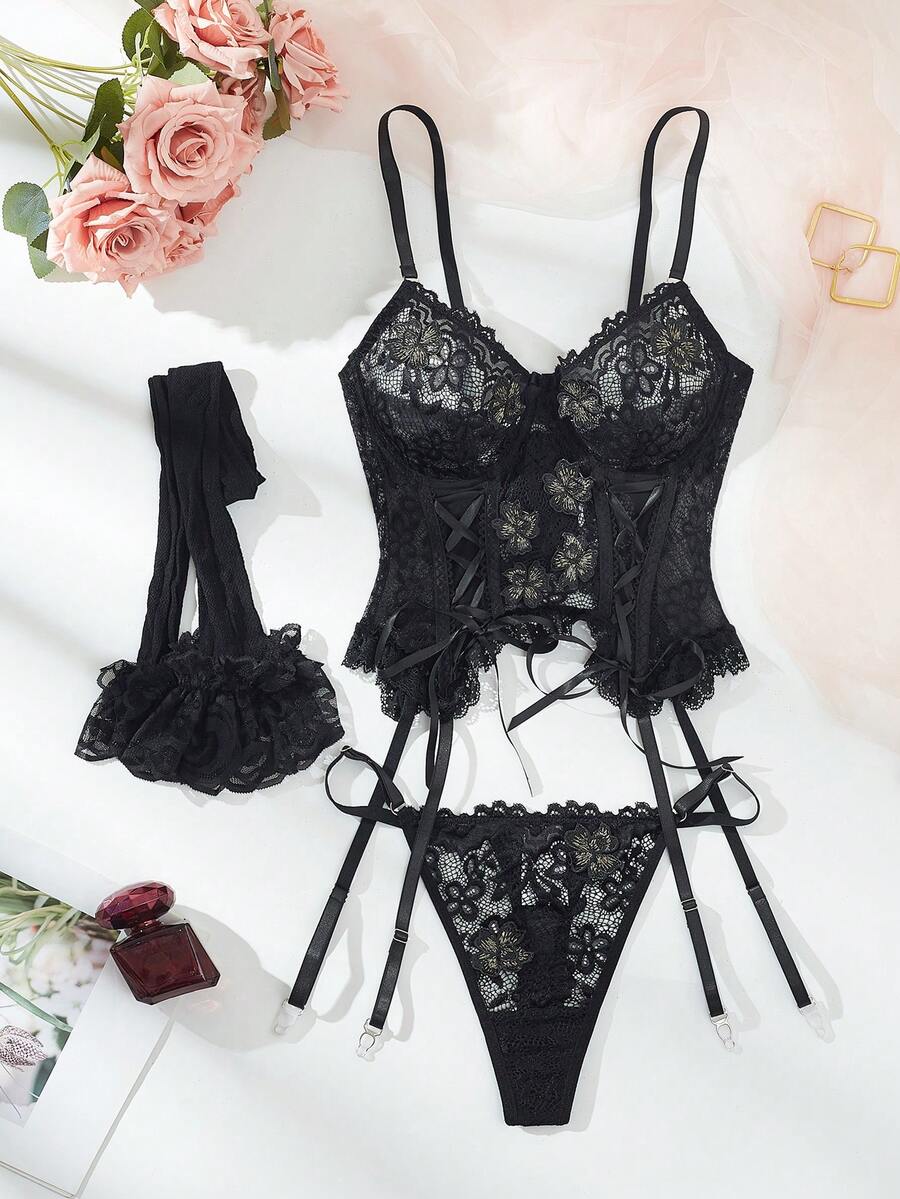 Romantični ženski seksi donji veš set od čipke, 3 komada