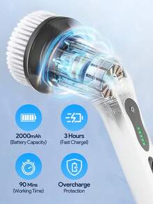 Teckwe Electric Spin Scrubber, Cordless Cleaning Brush, Shower Scrubber With 9 Brush Heads 2H Power Dual Speed, Adjustable Extension Handle, Waterproof For Tub Tile Car Floor Polishers, Cleaning Tools For Time-Saving