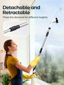 Teckwe Electric Spin Scrubber, Cordless Cleaning Brush, Shower Scrubber With 9 Brush Heads 2H Power Dual Speed, Adjustable Extension Handle, Waterproof For Tub Tile Car Floor Polishers, Cleaning Tools For Time-Saving