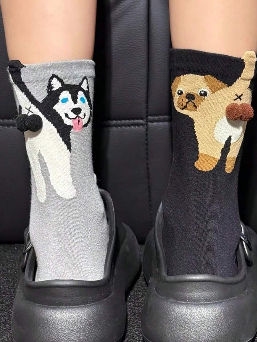 6 parova novih apstraktnih 3D slatkih čarapa sa štencima