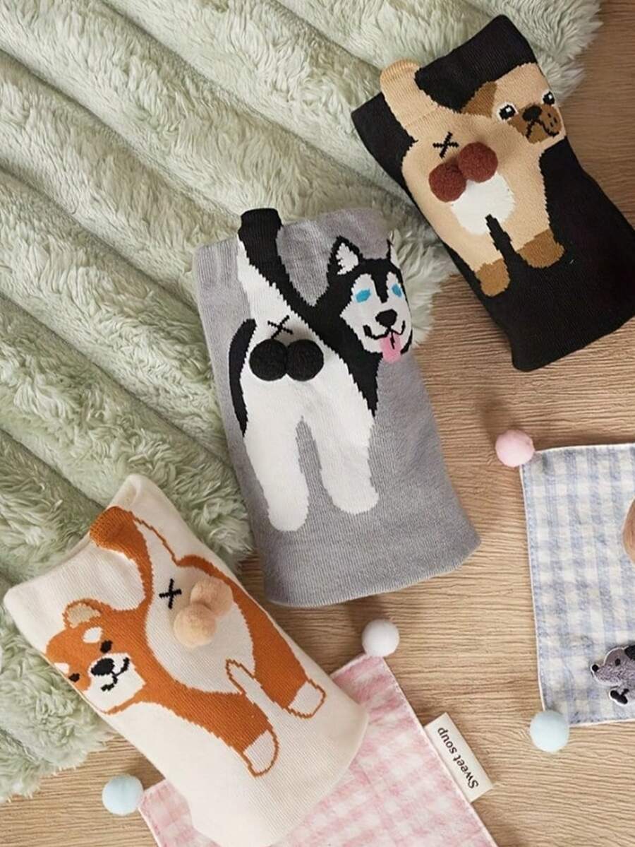 6 parova novih apstraktnih 3D slatkih čarapa sa štencima