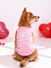 LUCKIE LABO 1pc Little Miss Sassy Graphic Print Vest, Flea Resistant, Shed Reducing, Breathable For Cats & Dogs Indoor/Outdoor