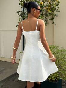 SHEIN EZwear Elegant White Summer Casual Beach Vacation Holiday Dress