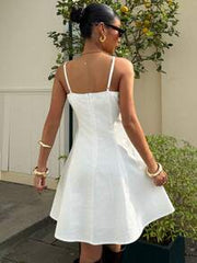 SHEIN EZwear Elegant White Summer Casual Beach Vacation Holiday Dress