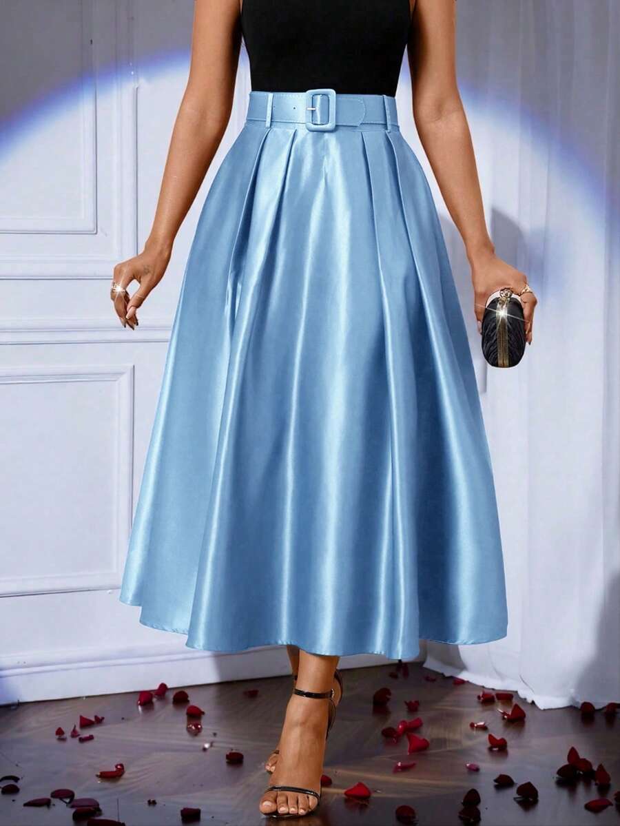 Lady elegantna plisirana suknja jednobojna