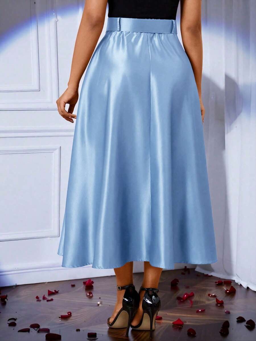Lady elegantna plisirana suknja jednobojna