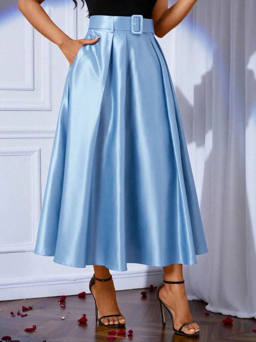 Lady elegantna plisirana suknja jednobojna