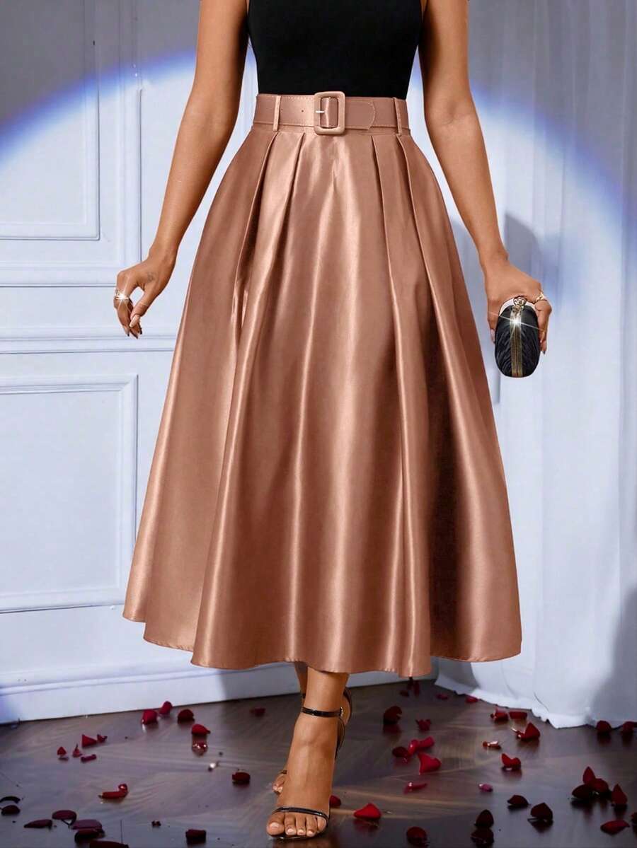 Lady elegantna plisirana suknja jednobojna