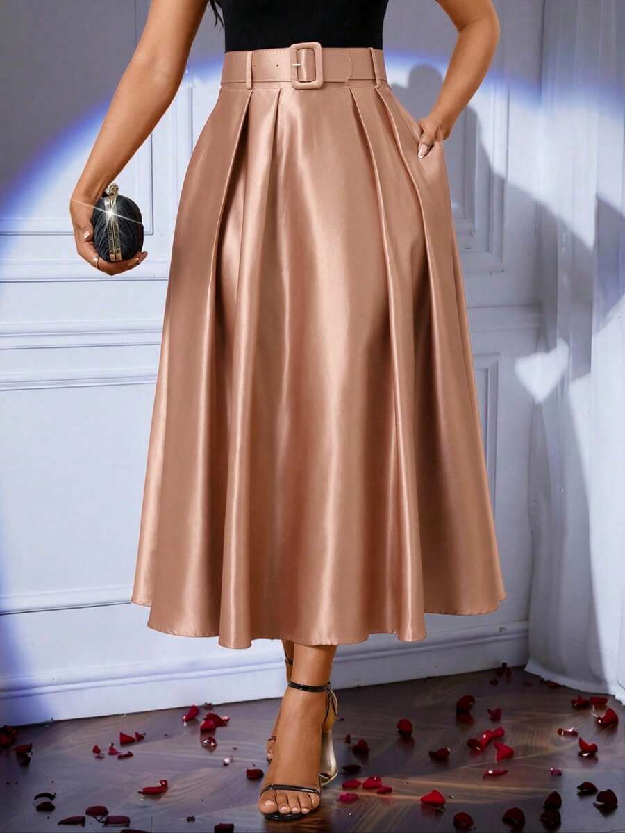 Lady elegantna plisirana suknja jednobojna