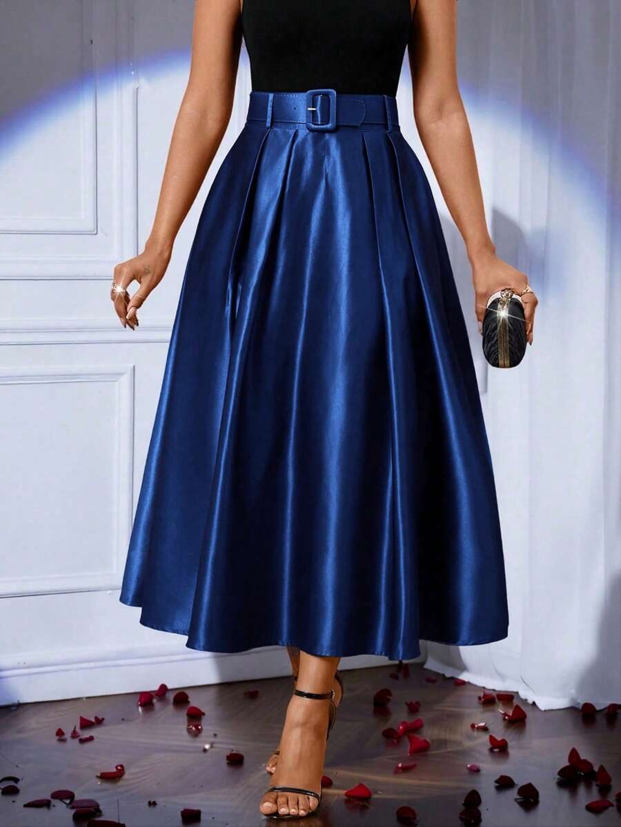 Lady elegantna plisirana suknja jednobojna