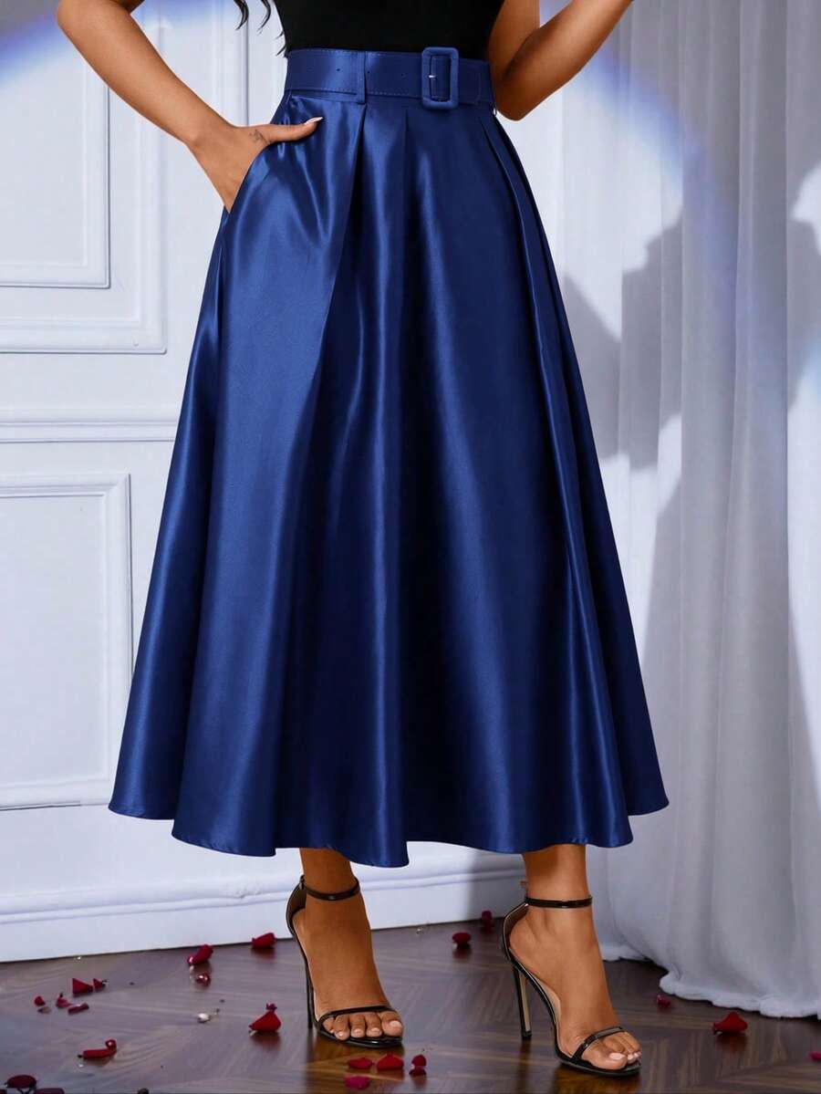 Lady elegantna plisirana suknja jednobojna