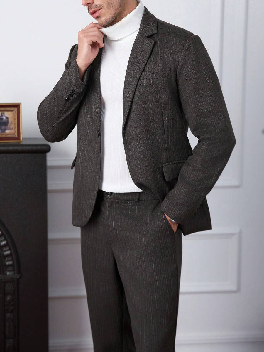 Muški poslovni formalni set sako sa reverom i pantalonama