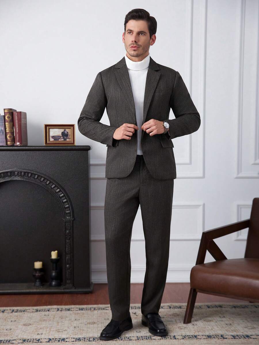 Muški poslovni formalni set sako sa reverom i pantalonama
