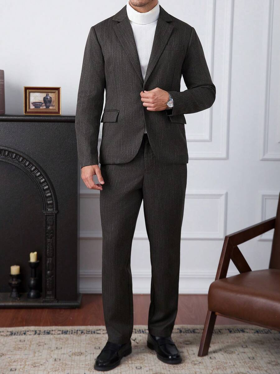 Muški poslovni formalni set sako sa reverom i pantalonama